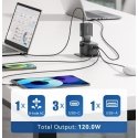 Univeralus kelionių adapteris su Vention 100W GaN krovikliu, 1x USB-A, 3x USB-C, juodas Univeralus kelionių adapteris su Vention 100W GaN krovikliu, 1x USB-A, 3x USB-C, juodas