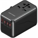 Üks universaalne reisialdaja koos Vention 100W GaN laadijaga, 1x USB-A, 3x USB-C, must Üks universaalne reisialdaja koos Vention 100W GaN laadijaga, 1x USB-A, 3x USB-C, must