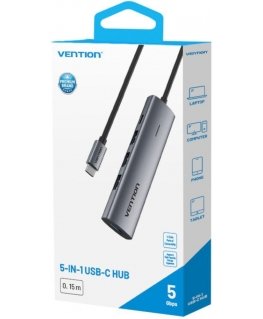 Хаб 5в1 USB-C 3.0 Vention 0.15м