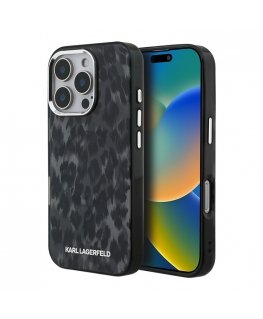 Чехол Karl Lagerfeld IML с леопардовым узором MagSafe для iPhone 16 Pro Max черный