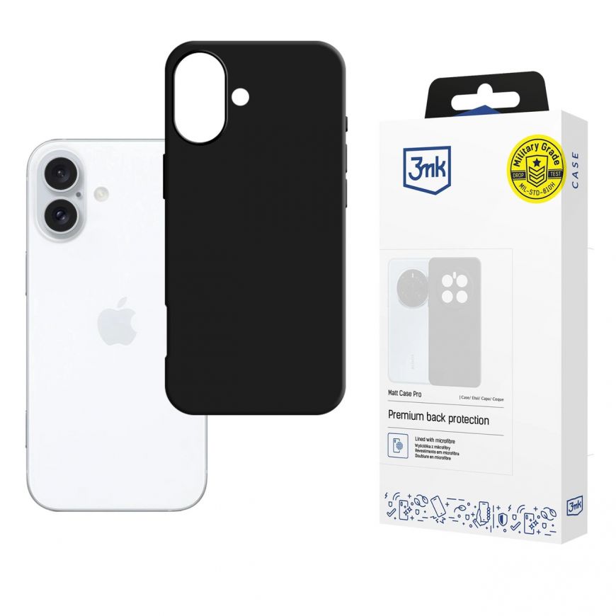 3mk Matt Case Pro for Apple iPhone 16 Plus - Matte Black