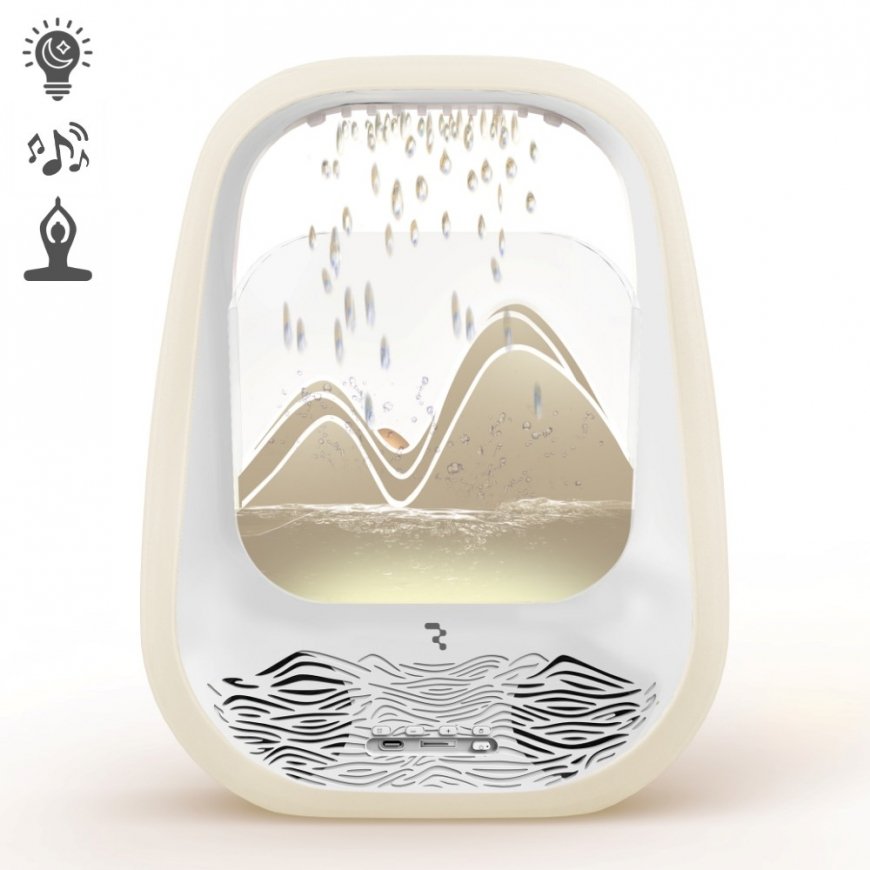 Langaton mielenrauhaa ja lepoa tarjoava Reach Relaxing Rain -kaiutin, kremi.