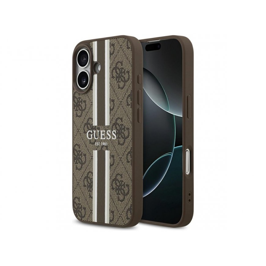 Guess 4G Printed Stripes MagSafe Case for iPhone 17 brown
