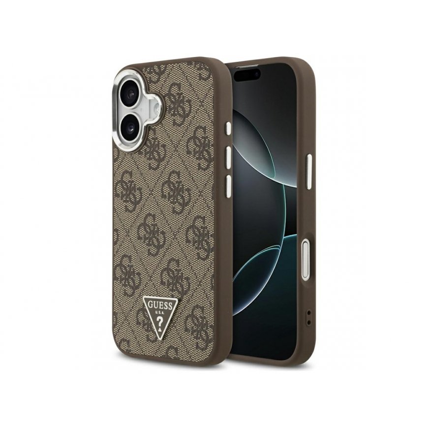 GUESS case for IPHONE 17, compatible with MagSafe GUHMP17SP4TSRCMW (PU 4G with triangle logo SL), brown