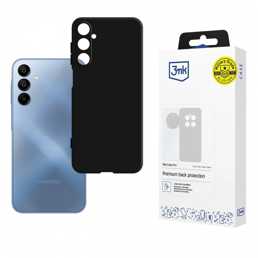 3mk Matt Case Pro for Samsung Galaxy A15 5G - Matte Black