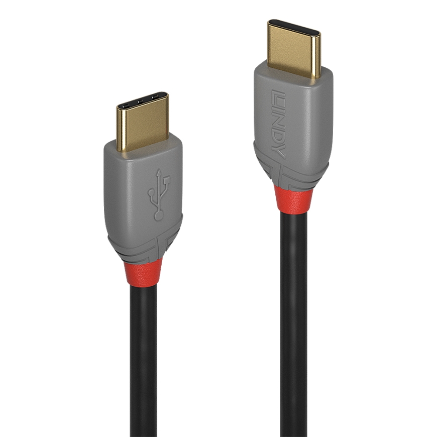 Lindy 36872 USB-kaapeli USB 2.0 2 m USB C musta, Harmaa