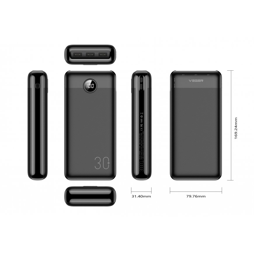 VEGER L30 внешний аккумулятор Литий-полимерная (LiPo) 30000 mAh Черный – 2