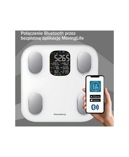 VIRTUVĖS SVARSTYLĖS VONIOS KAMBARYJE SU RIEBALŲ IR KŪNO SUDĖTIES MATAVIMU, SMART, BT, KLAUSBERG KB-7857 Baltas