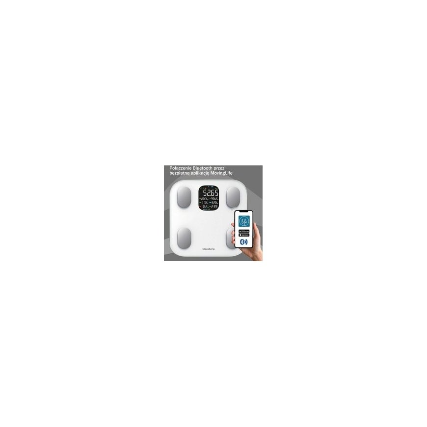 Bathroom Scales WITH FAT AND BODY COMPOSITION MEASUREMENT, SMART, BT, KLAUSBERG KB-7857 White