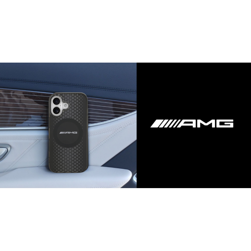 Mercedes AMG Double Layer läbipaistev MagSafe ümbris Apple iPhone 17 jaoks mustas värvuses.