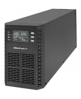 Qoltec 52281 UPS-virtalähde Taajuuden kaksoismuunnos (verkossa) 2 kVA 2000 W 3 AC-pistorasia(a)