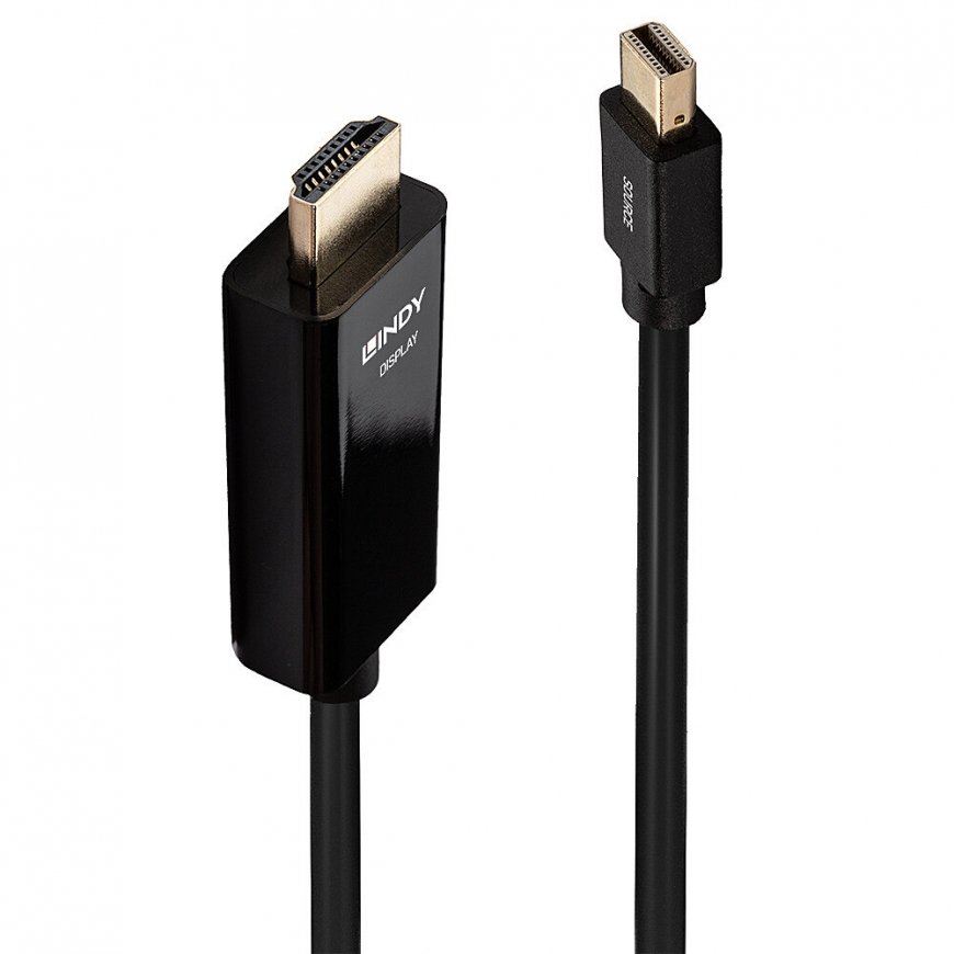 Lindy 36926 video kabeļu aksesuārs 1 m HDMI Type A (Standard) Mini DisplayPort Melns