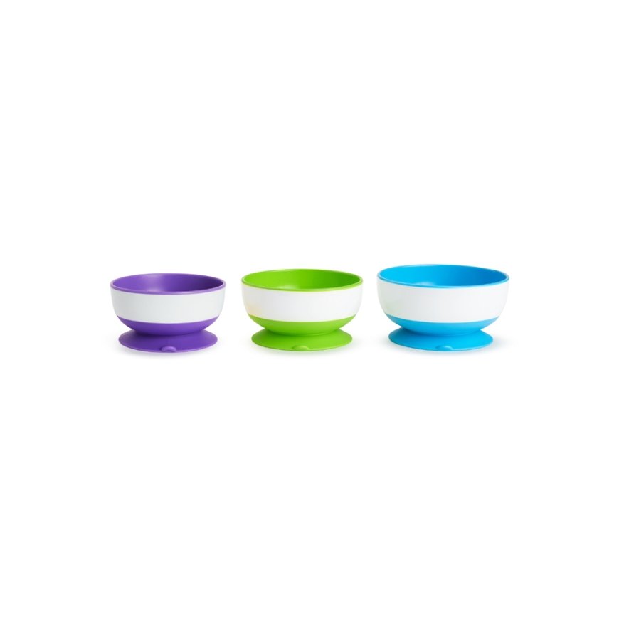 Munchkin Stay Put Suction Bowls 6 kuukautta Sininen, Vihreä, Purppura