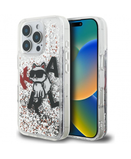 Case Karl Lagerfeld Liquid Glitter Choupette Logo for iPho