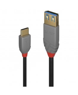 Lindy 0.15m USB 3.2 Type C to A Adapter Cable, 10Gbps, Anthra Line