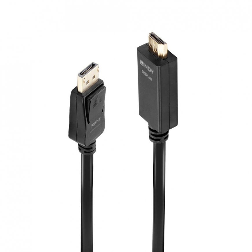 Lindy 36923 video kabeļu aksesuārs 3 m DisplayPort HDMI Type A (Standard) Melns