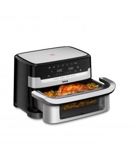 Tefal Dual Easy Fry Flex EY922D 9 L Erillinen Kuumakiertoilmakypsennin musta, Ruostumaton teräs