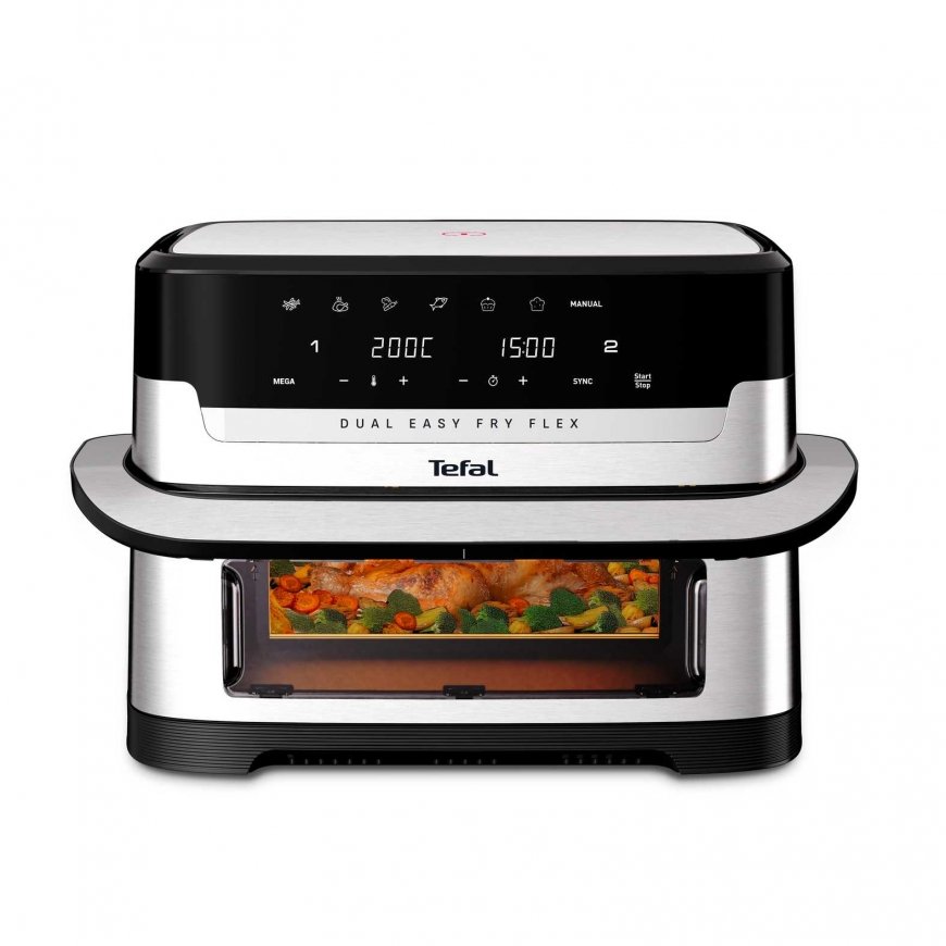Tefal Dual Easy Fry Flex EY922D 9 L Autonominės Karšto oro gruzdintuvė Juoda, Nerūdijančiojo plieno – 2