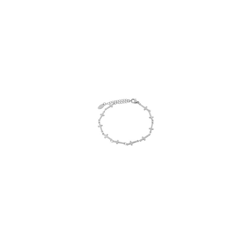 Stylish Steel Bracelet with Crosses