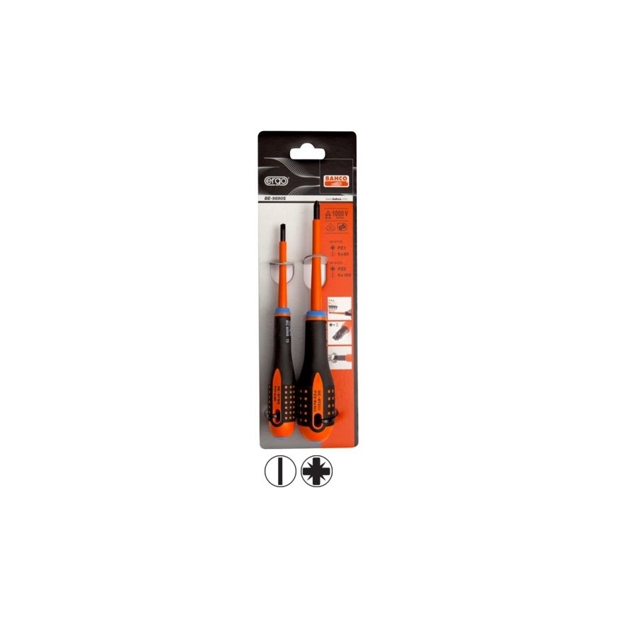 Bahco Insulated Screwdriver Set ERGO™ Combi 2 pcs - SL5/PZ1 SL6/PZ2 - 1000V VDE – 2
