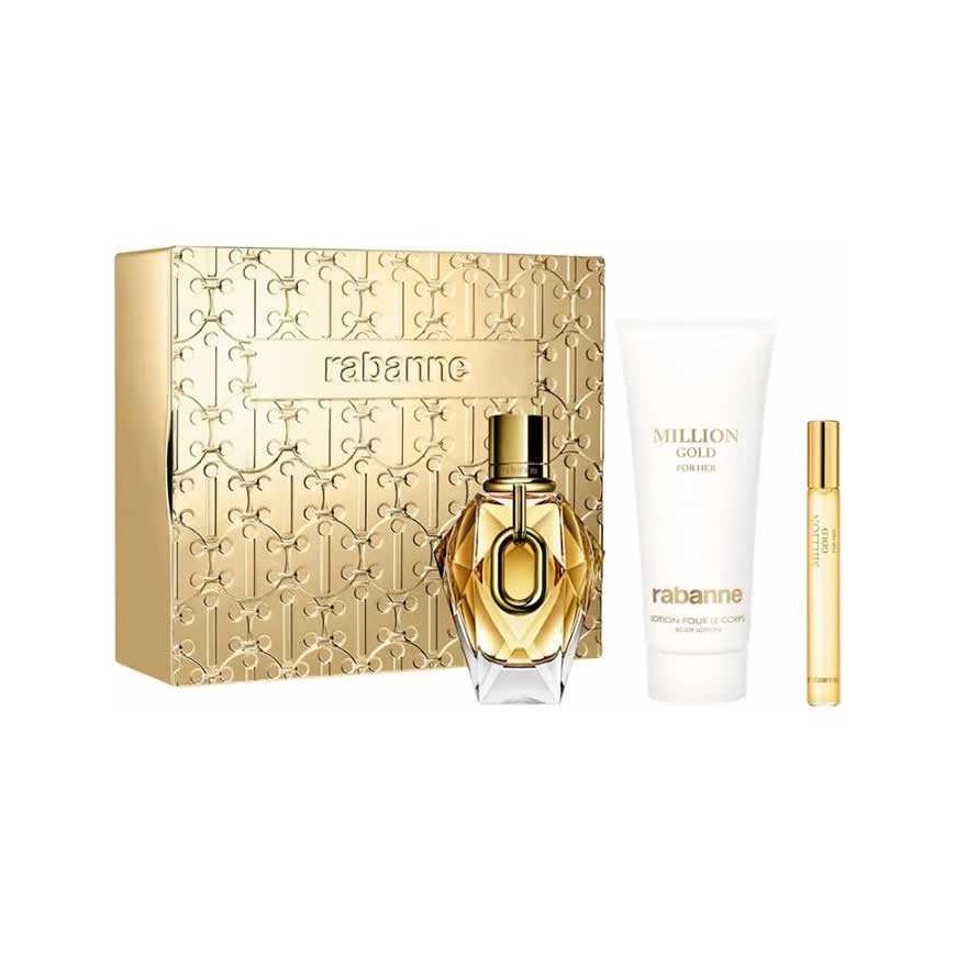 Paco Rabanne Rabanne Million Gold For Her Parfum Smidzinātājs, 90 ml komplekts 3 gab.