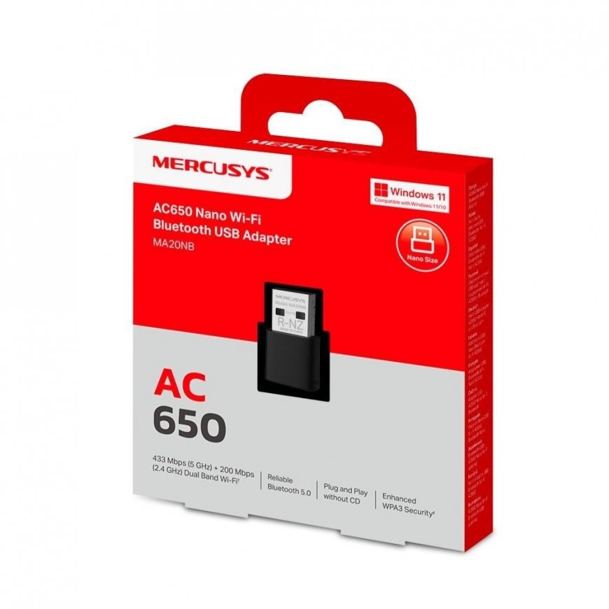 MERCUSYS MA20NB WiFi5 USB nano adapteris