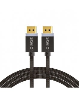 Savio DisplayPort cable 2 m Black CL-166 musta