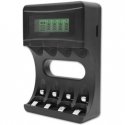 Qoltec Ni-MH akumulatorite laadija R03 AAA R6 AA tüübile | LCD | USB-C kaabel | Valge Qoltec Ni-MH akumulatorite laadija R03 AAA R6 AA tüübile | LCD | USB-C kaabel | Valge