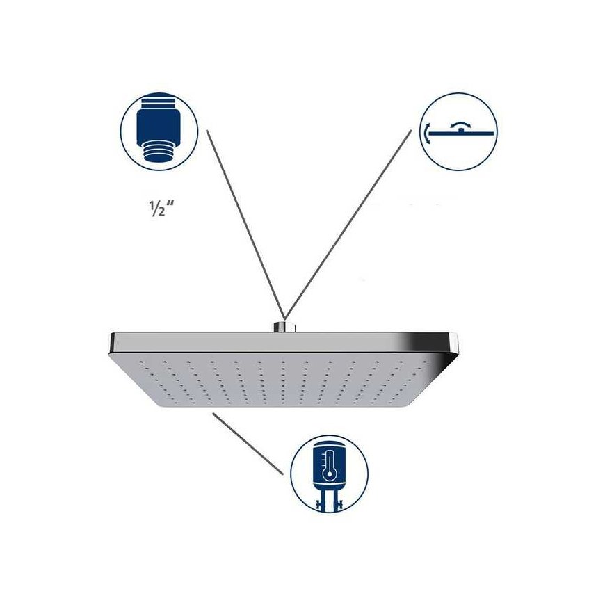 Square ceiling rain shower, 250 x 170 mm, WENKO
