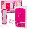 Lean Toys lėlių baldų rinkinys, spinta, veidrodis, pakabos, rožinė Lean Toys lėlių baldų rinkinys, spinta, veidrodis, pakabos, rožinė