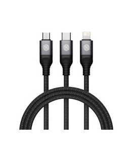 Кабель Energea Sheath Key 2в1 USB-C до USB-C/USB-A 480Mbps 60Вт 15см графитовый