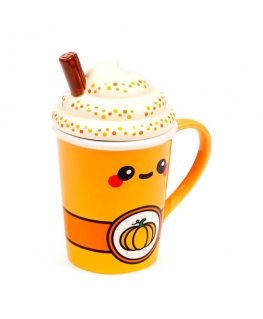 Puckator Foodiemals Latte ķirbju krūze ar vāku 325ml