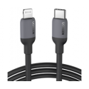 Kabelis Energea Sheath Travel 2w1 USB-C uz USB-C/USB-A 480Mbps 60W 1.2m pelēkā metāla krāsā Kabelis Energea Sheath Travel 2w1 USB-C uz USB-C/USB-A 480Mbps 60W 1.2m pelēkā metāla krāsā