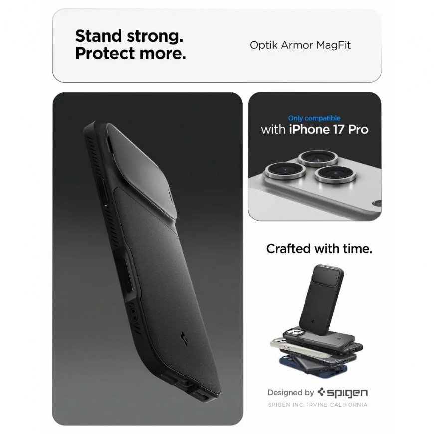 Spigen Optik Armor (MagFit) mobiliojo telefono dėklas 16 cm (6.3") Juoda – 3