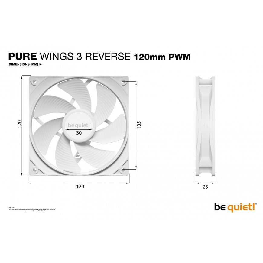 be quiet! Pure Wings 3 120 mm PWM Reverse Triple Pack White Datora korpusam Ventilators 12 cm Balts – 3