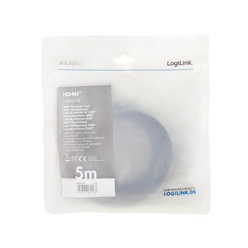 LogiLink CHA0103 HDMI-kaabel 5 m HDMI tüüp A (Standard) Must – 3