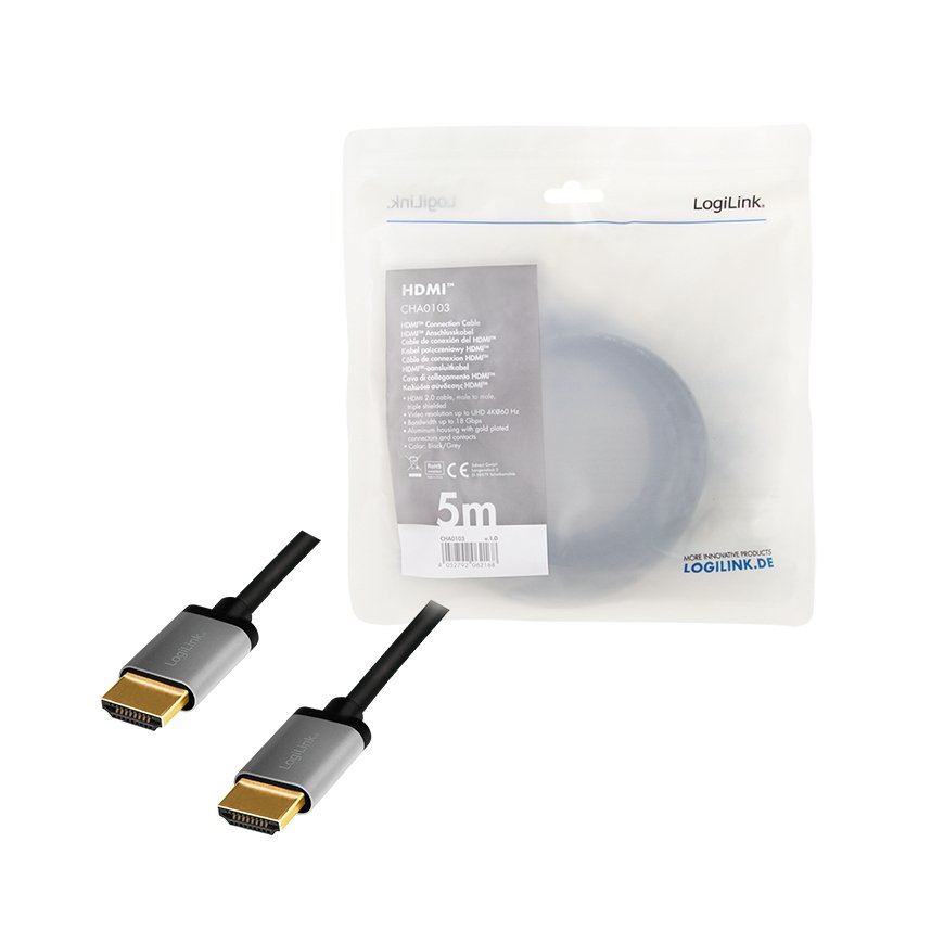 LogiLink CHA0103 HDMI kabelis 5 m HDMI A tipo (standartinis) Juoda – 4
