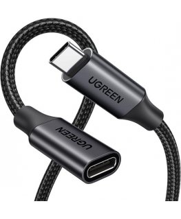 USB C pagarinātājs ar USB C vīriešu un USB C sieviešu pieslēgumu, USB3.2, 100W, 1m, 10Gbps, melns, US372, UGREEN