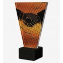 Single Color Glass Trophy on Marble Base - GENERAL HANDSHAKE Single Color Glass Trophy on Marble Base - GENERAL HANDSHAKE