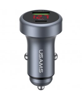 USAMS CC327 Alumiinium 45W USB-A USB-C autolaadija