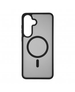 FoneKit MagSafe-yhteensopiva Soft Touch suojakuori, Samsung Galaxy S25 FE, musta/harmaa