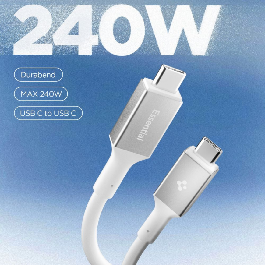 SPIGEN EB24012CC ESSENTIAL TYPE-C CABLE 240W 120CM WHITE – 2