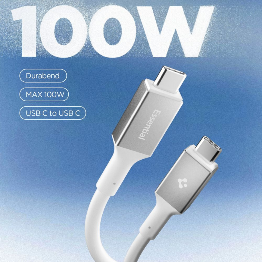 SPIGEN EB10020CC ESSENTIAL TYPE-C CABLE 100W 200CM WHITE – 2