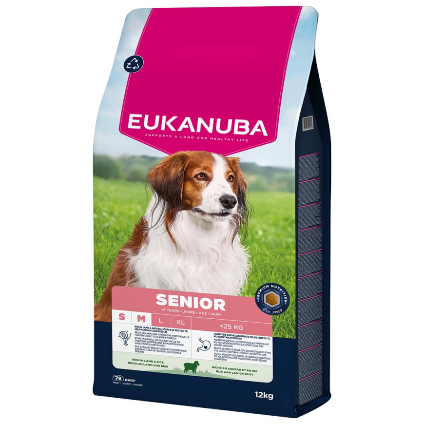 Sausa barība suņiem - Eukanuba Senior, Small|Medium, Lamb and Ri