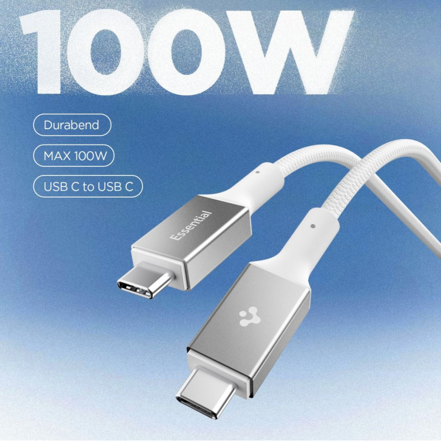 SPIGEN EB10010CC ESSENTIAL TYPE-C CABLE 100W 100CM WHITE – 3