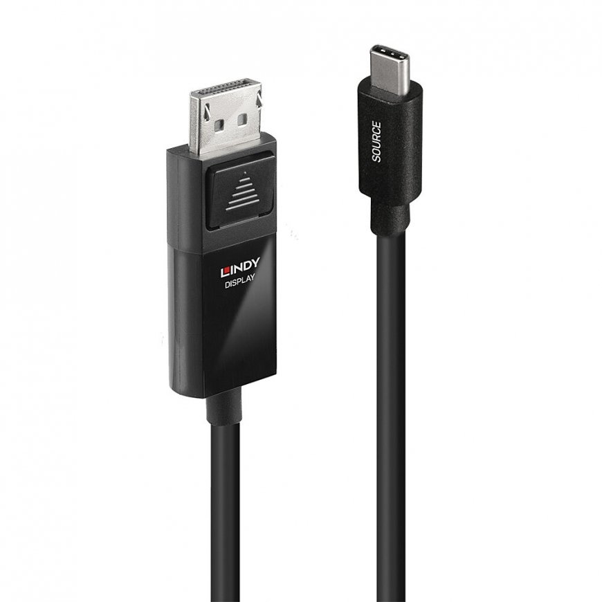Lindy 43342 video kabeļu aksesuārs 2 m USB Veids-C DisplayPort Melns