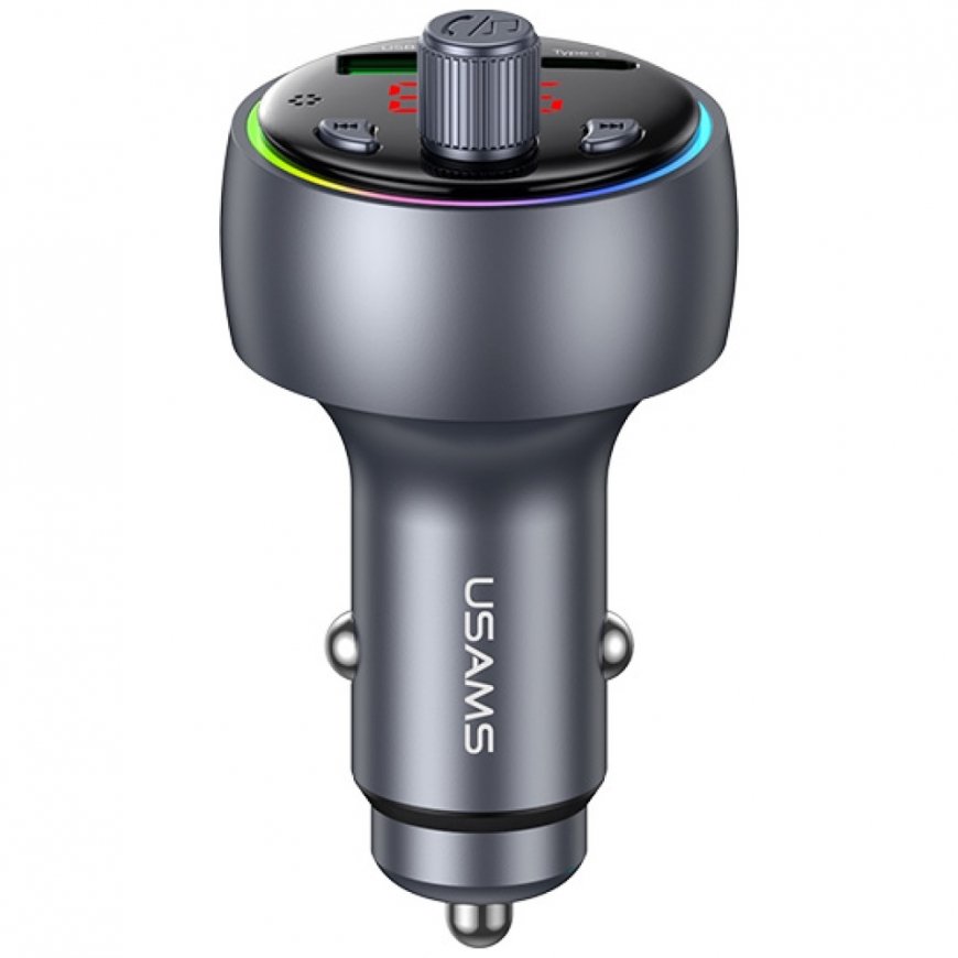 Car charger USAMS CC328 30W 1xUSB-A 1xUSB-C Bluetooth FM tarnish