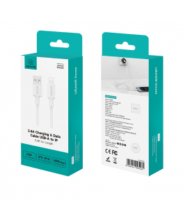 USAMS U90 cable 2.4A USB-A to Lightning white