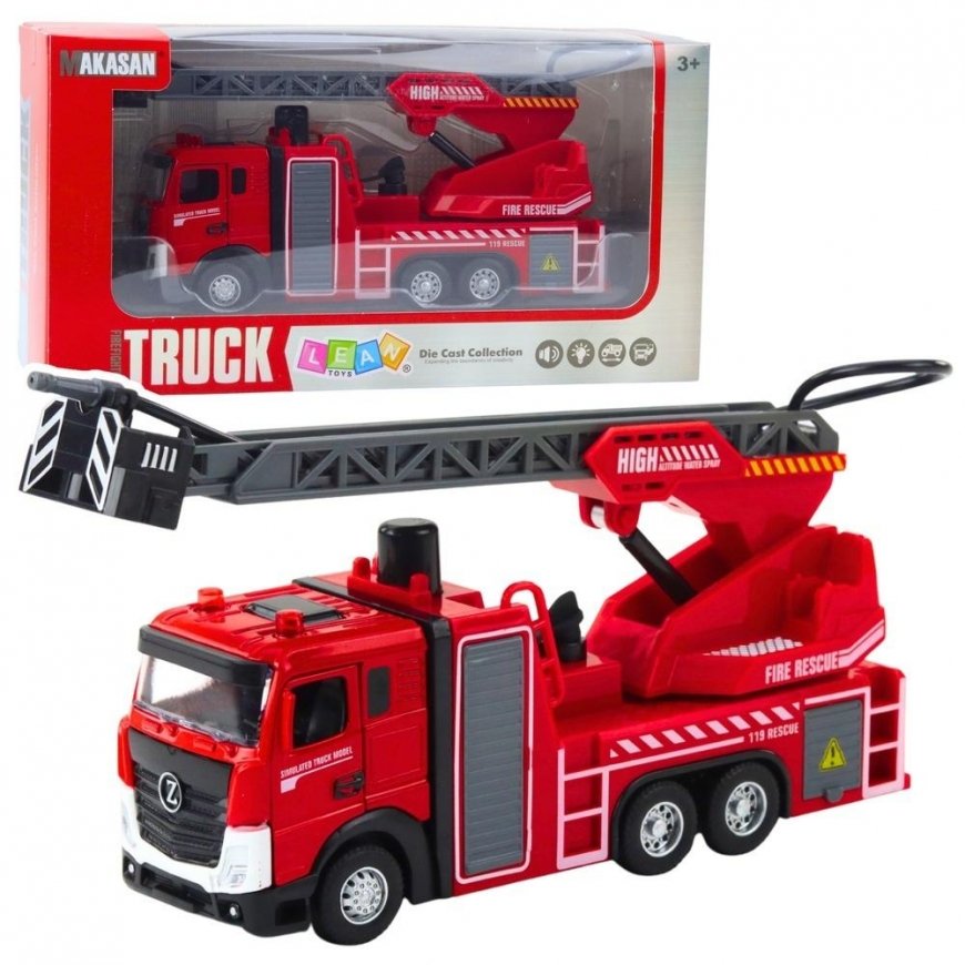 Lean Toys Tuletõrjeauto Boom Hüdraulika Vooder Spray Valgustus Helid – 2