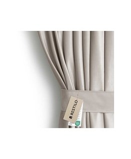 Oxford RESTILO CARLI curtain, warm sand color, smooth, classic style, silver eyelets, oxford material, 140x270.